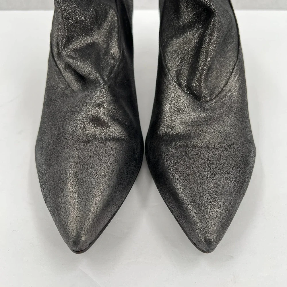 COCLICO Shoes Womens 37 Gray Metallic Juno Boot Stretch Anthracite Scrunch - Picture 2 of 12
